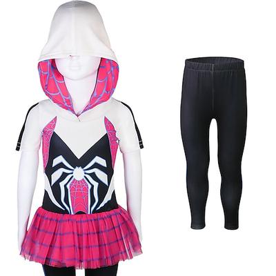 Superheld Gwen Kleid Outfits Kostüm Abenteuerfilm Cosplay Film Cosplay for Mädchen Kinder Halloween Leistung Pädagogisches Ankleiden Verkleidung für Schulveranstaltungen Image