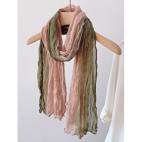 Leichter Herrenschal aus geknittertem Chiffon im Batik-Ombré-Look, perfekt für Bohème-Reisen, den Alltags-Layering-Look und Frühlings-/Herbst-Looks Image