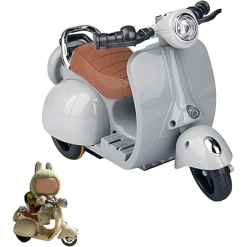 Mini Elektra Puppe Roller Fahrzeuge Spielzeug 4 Farben verfügbar Lustiges Puppenzubehör mit Musik Lichtern Kann sich um 360° drehen Süßes Plastik-Roller Spielzeug Dekorationen Batterie nicht Image