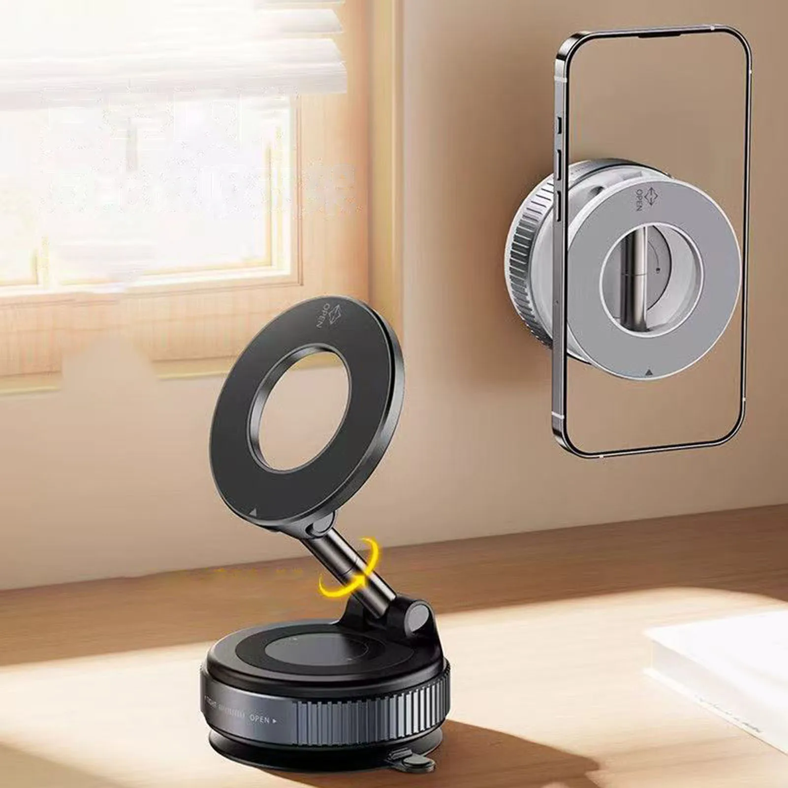 Supporto per telefono per auto Supporto per telefono per auto magnetico sottovuoto 360 ° Supporto per telefono per auto pieghevole regolabile per supporto per telefono per auto da palestra per