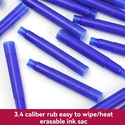 12-20PCS/Set Erasable Blue Ink Sac Fountain Pen Ink Cartridges Refills Ink 3.4mm Refillable Refills Drawing School Office Suppli