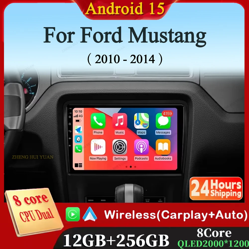 Android 15 Carplay Auto Auto Radio Für Ford Mustang 2010 2011 2012 2013 2014 Multimedia GPS Navi WIFI + 4G Player Stereo 360 Kamera Image