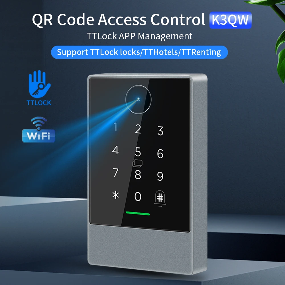 TTLOCK IP67 Wasserdichte WiFi Smart Entry Tastatur | RFID-, QR-Code- und Barcode-Zugriff K3QW ​ Image