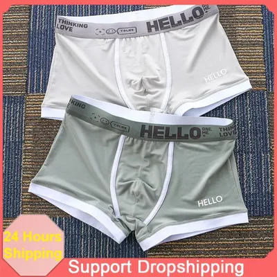 1/2/4PCS männer Boxer Sommer Eis Seide Shorts Bequeme Elastische Schnell Trocknend Boxer Shorts dünne Weiche Ausbuchtung Beutel Sport Höschen Image