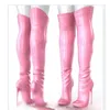 Rosa über Knie hohe matte Stiefel dünne High Heel spitze Zehen Mode sexy cool 2025, Winter große Größe Frau Schuhe Zapatillas Mujer