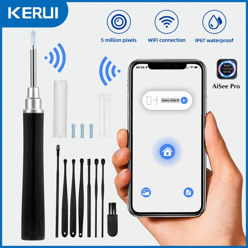 KERUI Wireless Intelligent Ohr Reiniger 5MP Visuelle Otoskop Kamera Ohrenschmalz Entferner Pick Löffel Reinigung Werkzeug Endoskopie Image