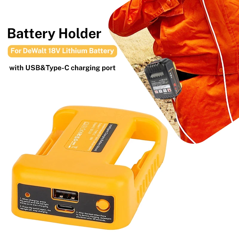 Power Bank Ladegerät für DeWalt 18V Lithium-Akku mit USB mit Typ-C für Laptop-Handy-Schnellladung (keine Batterie) Image