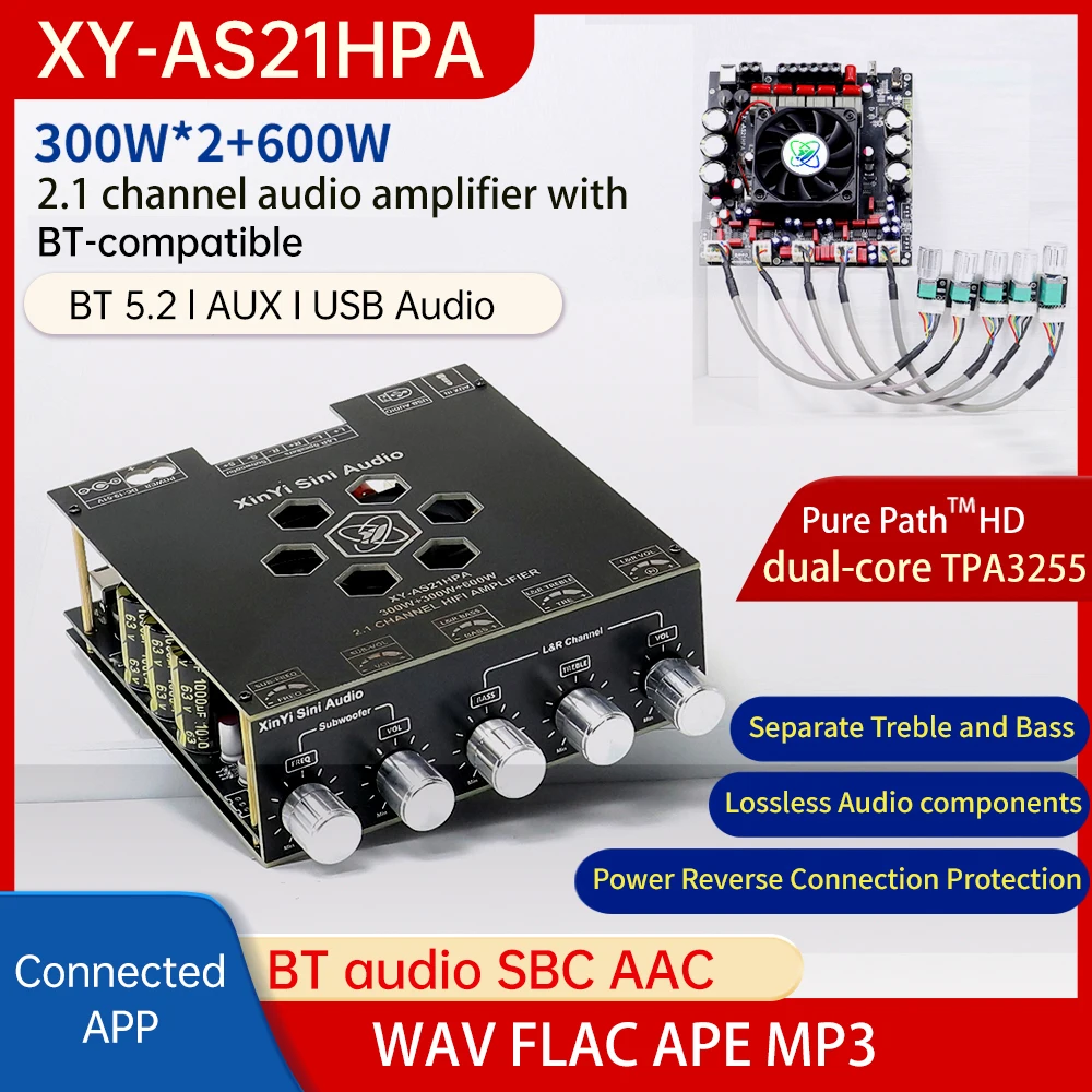 XY-AS21HPA Audio Verstärker Bord 300 W * 2 + 600 W High Power TPA3255 HiFi Sound Stereo Verstärker AMP modul 2,1 Kanal Subwoofer Image