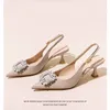 Sommer Frauen Sandalen Neue frauen Schuhe Spitz Flach Nude Rosa Diamant Schuhe Niedrigen Absatz