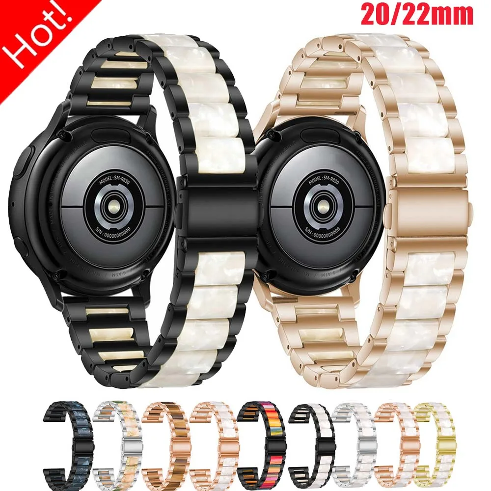 NEUES High-End-Harz-Edelstahlarmband für Samsung Galaxy Watch 5 40/44 mm 42 Active2 Gear S3 für Huawei GT2/3 43/46 mm 20/22 mm Image