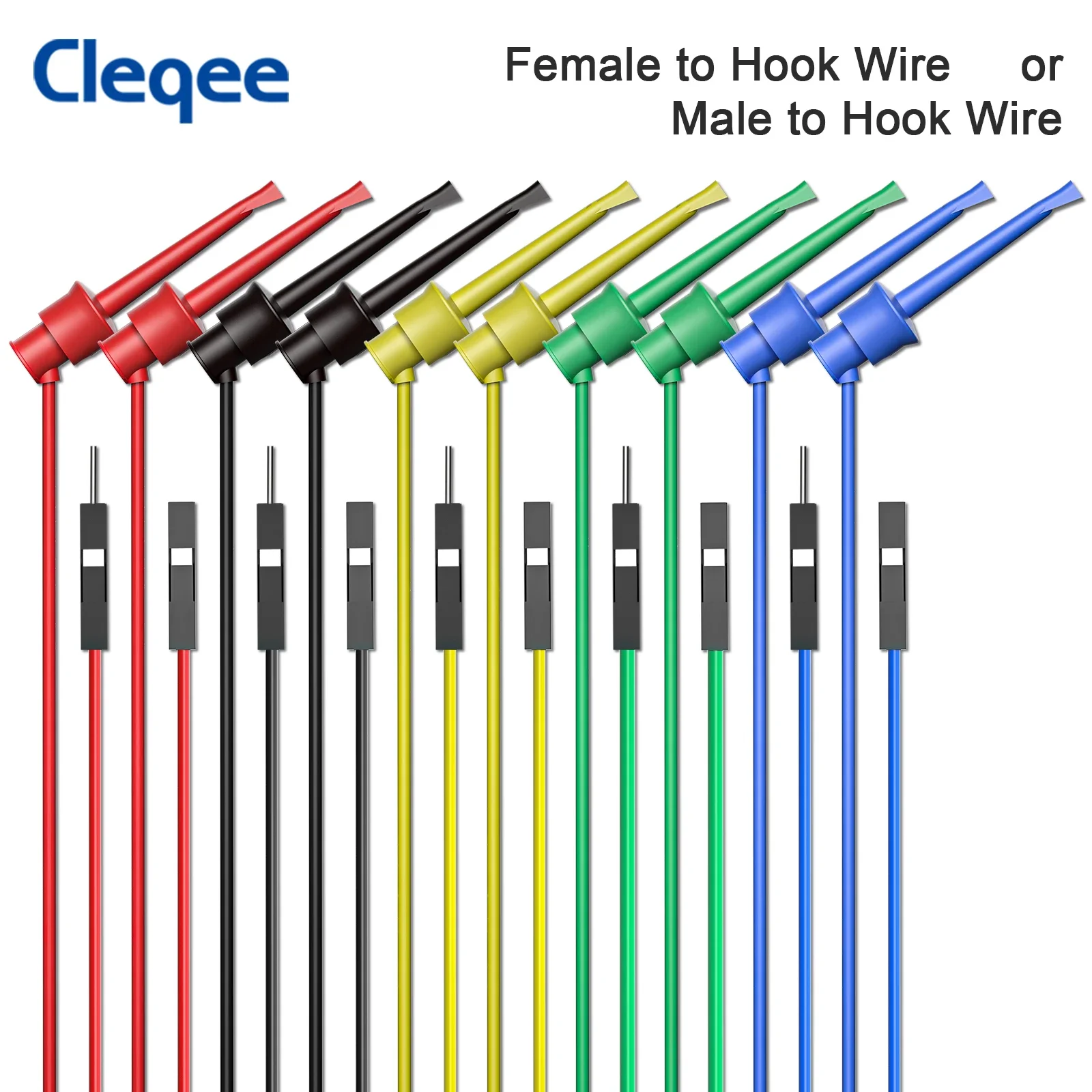 YPioneer P1534/P1535 10 Stück Dupont Stecker/Buchse auf Mini Grabber Testhaken Clips Silikon-Überbrückungsdrähte für elektrische Prüfung Image