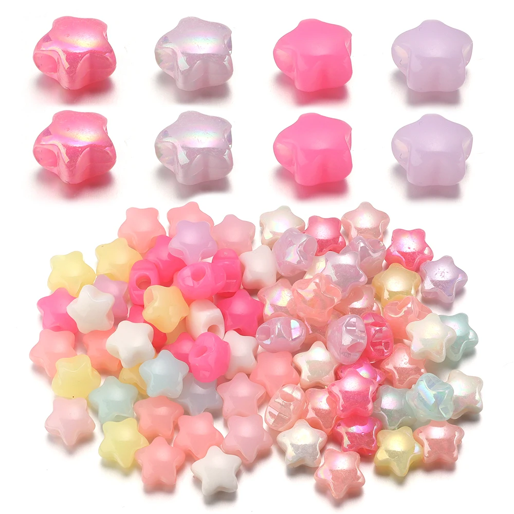 50 teile/los Candy Farbe Stern Acryl Perlen für Schmuck Machen Lose Spacer Perlen DIY Armband Halskette Große Loch Perlen