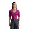 T-Shirt MARC O'POLO "aus softem Modal-Organic-Cotton-Mix", Damen, Gr. L, fresh berry, Obermaterial: 50% Modal, 50% Baumwolle, unifarben, Basic, slim fit, V-Ausschnitt, Kurzarm, Shirts