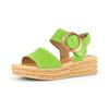 Keilsandalette GABOR, Damen, Gr. 37, grün (apfelgrün), Ziegenveloursleder, modisch, Schuhe, Plateau, Sommerschuh, Sandale mit trendigem Zierschnalle