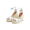 High-Heel-Sandalette TOMMY HILFIGER "FLAG HIGH WEDGE ESPAD CRISSCROSS", Damen, Gr. 38, braun (ecru, braun), Baumwolle, modisch, Schuhe, Riemchensandale, Sommerschuh, Keilsandalette, verstellbarer Schnalle