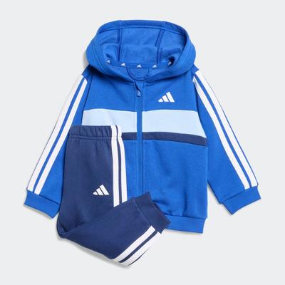 Trainingsanzug ADIDAS SPORTSWEAR "I 3S TIB FL SET", Kinder, Gr. 98, royal blau, glow blau, dunkelblau, weiß, Obermaterial: 70% Baumwolle, 30% Polyester, sportlich, Sportanzüge Image