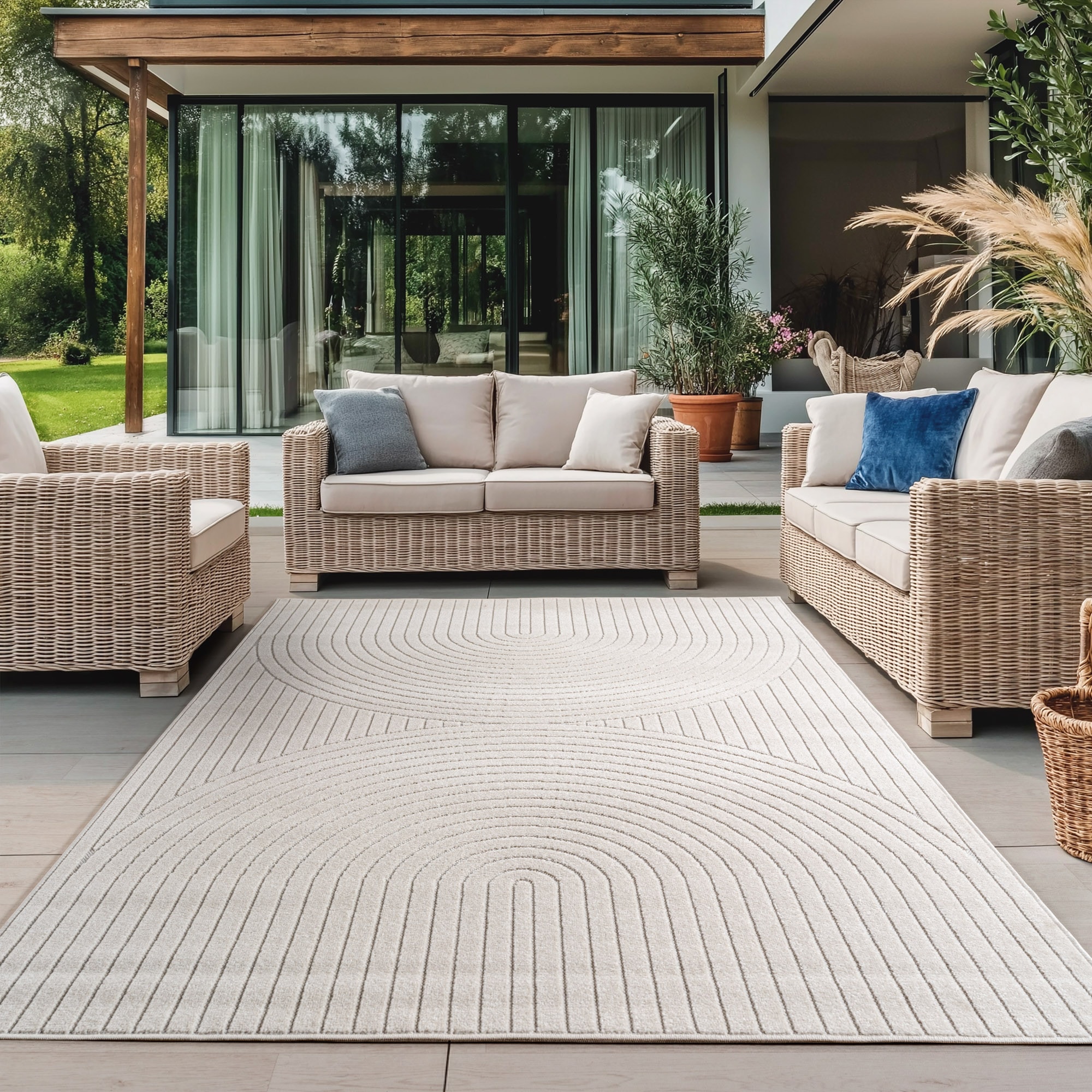 Outdoorteppich AYYILDIZ TEPPICHE "NOVA 1201", beige (creme), B:280cm H:5mm L:370cm, Polypropylen, Teppiche, Läufer, In und Outdoor, Wohnzimmer, Aussenbereich Image