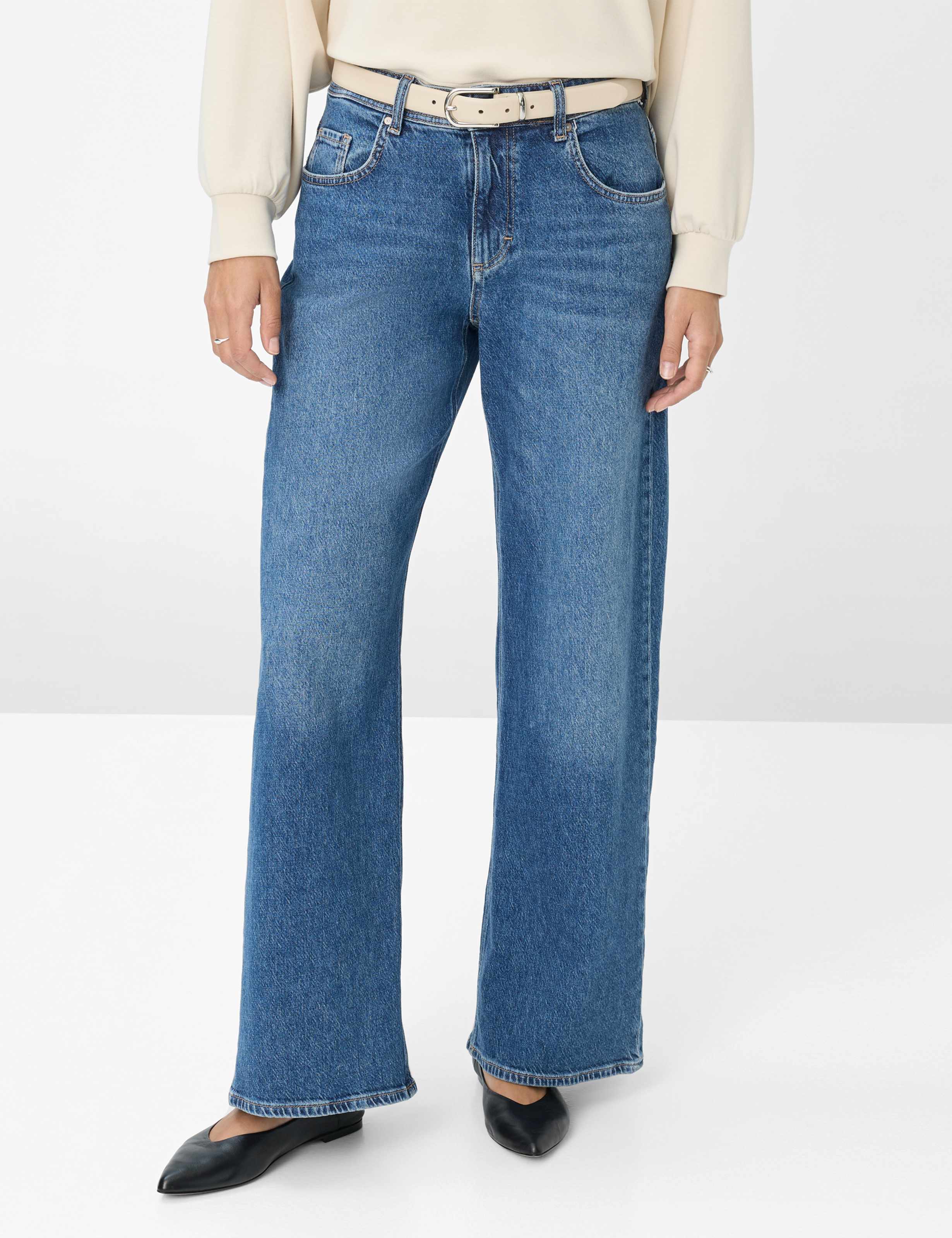 5-Pocket-Jeans BRAX "Style MORGAN", Damen, Gr. 48, Normalgrößen, blau, Denim/Jeans, 58% Baumwolle, 41% Lyocell, 1% Elasthan, Jeans 5-Pocket-Jeans