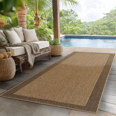 Outdoorteppich AYYILDIZ TEPPICHE "TIMBER 1402", beige, B:80cm H:5mm L:250cm, Polypropylen, Teppiche, Läufer, In und Outdoor, Jute Sisal Optik, Wohnzimmer, Aussenbereich Image