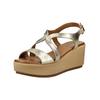 Keilsandalette INUOVO "INUOVO Sandalen Leder", Damen, Gr. 38, gold, Leder, casual, Schuhe