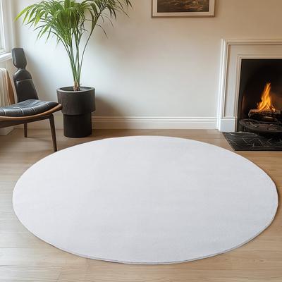 Teppich AYYILDIZ TEPPICHE "JOY 1400", weiß, H:11mm Ø:200cm, Polyester, Teppiche, uni Kurzflor, Wohnzimmer, viele Größen Image