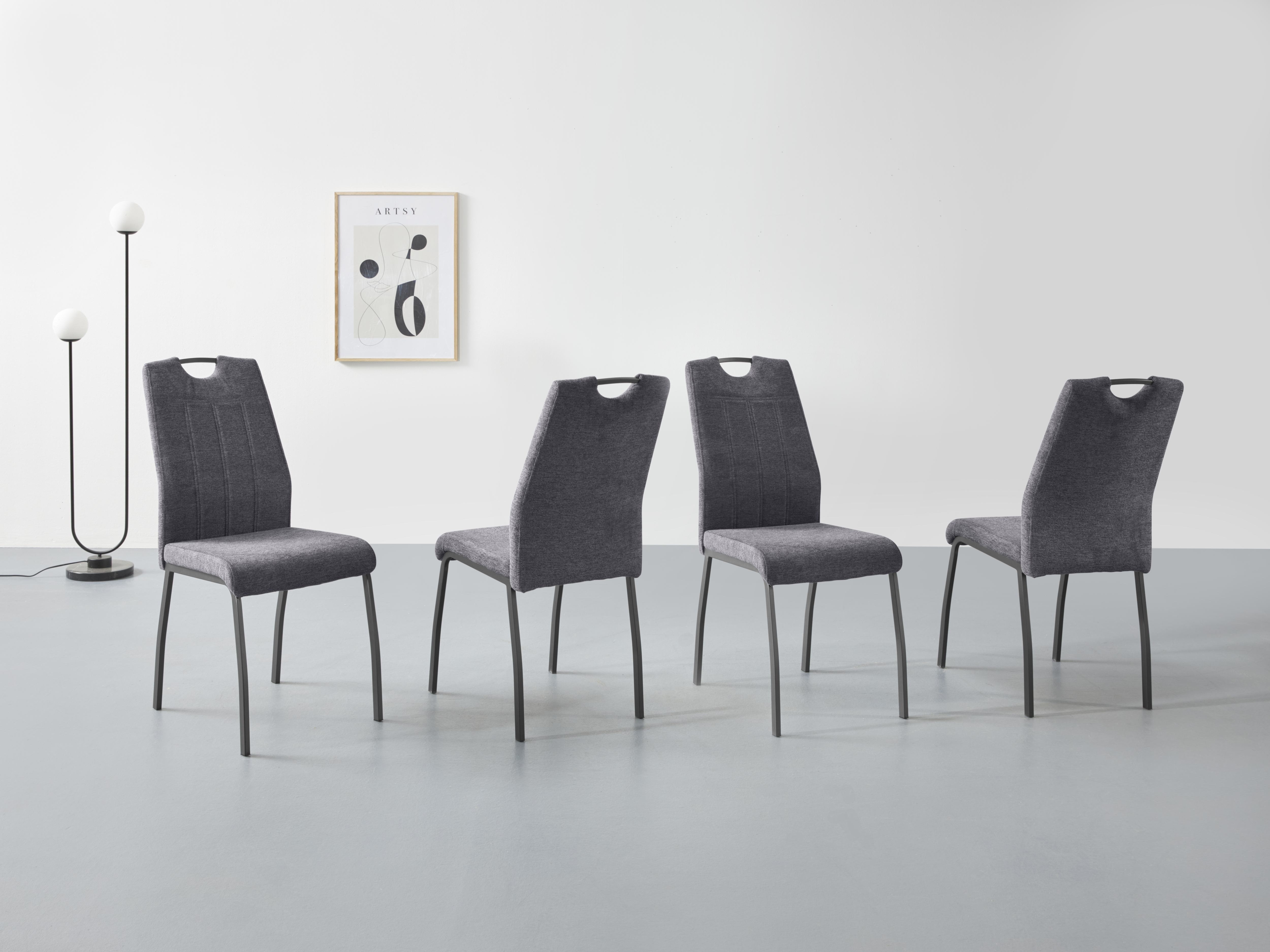 Esszimmerstuhl HELA "ELIF", grau (anthrazit, grau), B:44cm H:96cm T:64cm, 100% Polyester, Stühle, Esszimmerstuhl, 140 Kg Belastbar, Küchenstuhl