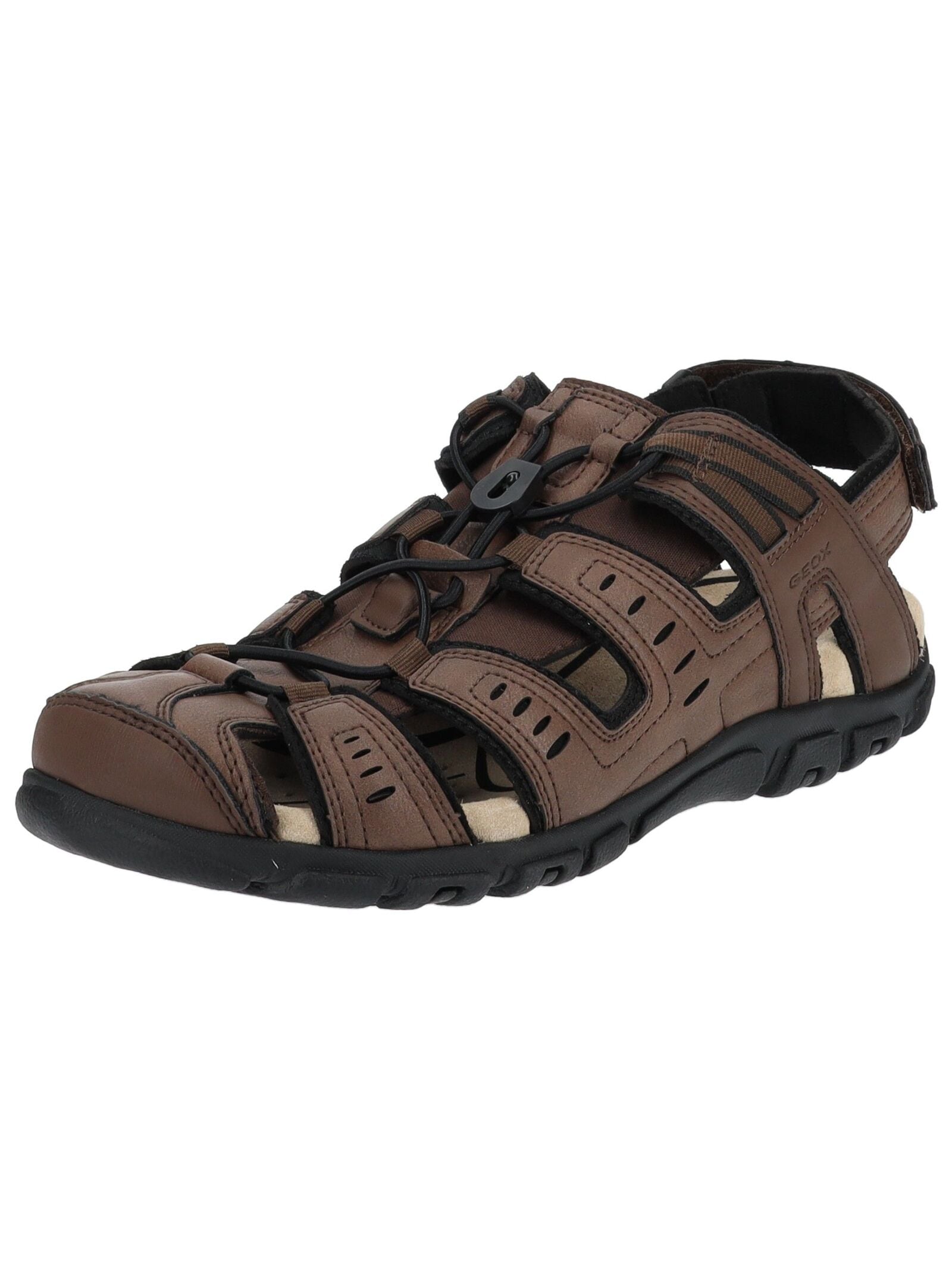 Sandale GEOX "Geox Wanderschuhe Lederimitat", Damen, Gr. 45, braun (dunkelbraun), Lederimitat, Schuhe Sandale