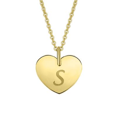 Herzkette ONE ELEMENT "Halskette - Herzkette mit Herz mit Gravur S Buchstaben Anhänger", gold, Halsketten, Damen, S, Gelbgold 333-Gold, Gelbgold 333, Gold, stufenlos verstellbare Halskette bis 45 cm Image