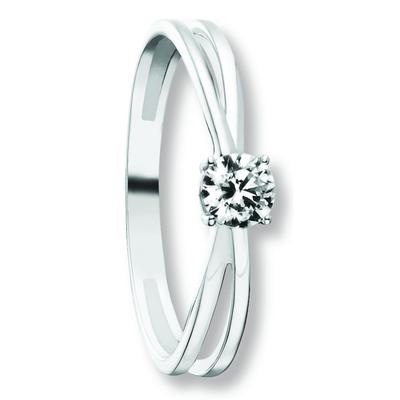 Goldring ONE ELEMENT "Zirkonia Ring aus 333 Weißgold Zirkonia Ring aus 333 Weißgold" Gr. 54, silber, Fingerringe, Damen, 54,mit Zirkonia, Weißgold 333-Gold, Weißgold 333, Gold, für Damen – klassisch & elegant im Design Image