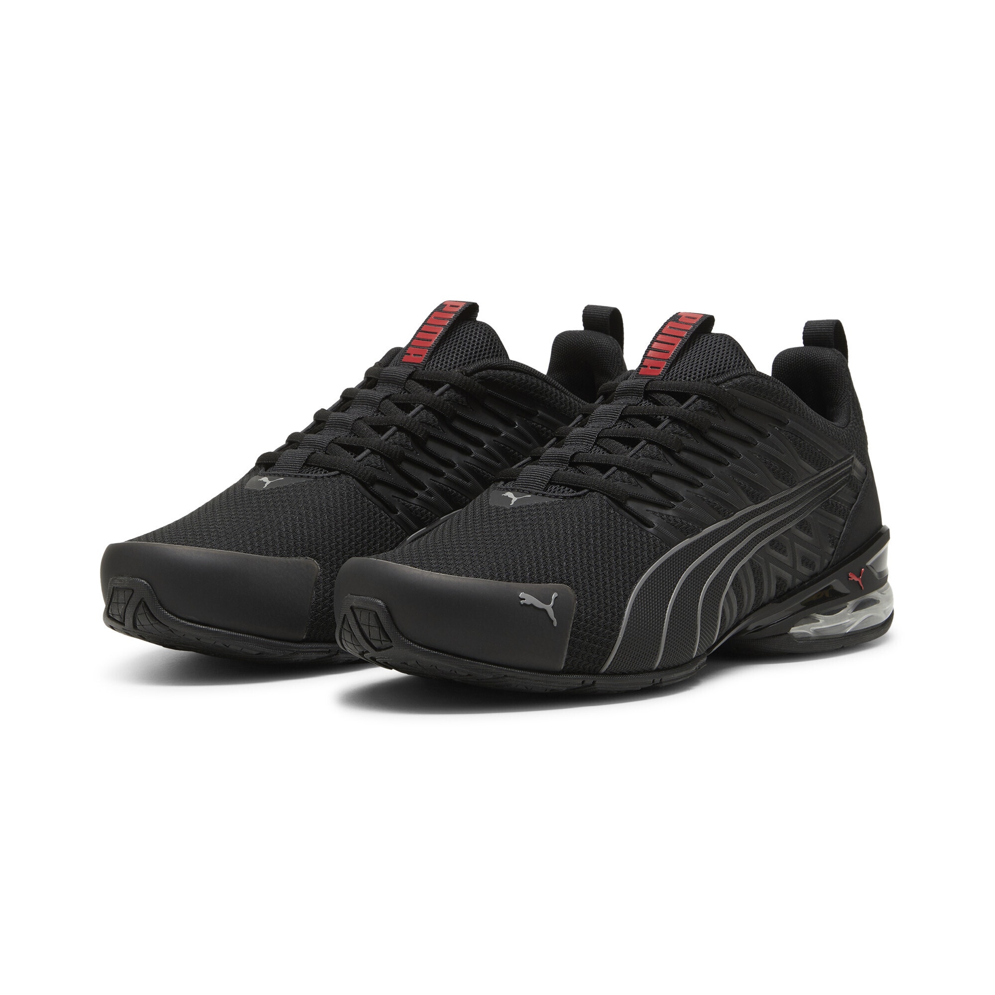Laufschuh PUMA "Voltaic Evo Sneakers Erwachsene", Gr. 40.5, schwarz (schwarz stormy slate for all time rot gray), Obermaterial: Synthetik, Textil; Futter: Textil; Innensohle: Textil; Laufsohle: Gummi, Schuhe