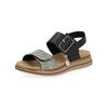 Riemchensandale REMONTE "Remonte Sandalen Glattleder", Damen, Gr. 36, schwarz (schwarz, weiß), Glattleder, casual, Schuhe
