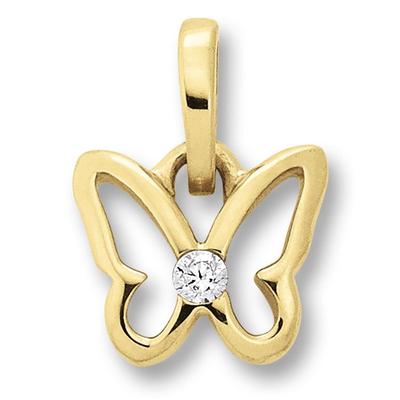 Ketten-Anhänger ONE ELEMENT "Zirkonia Schmetterling Anhänger aus 333 Gelbgold", gold, Schmuckanhänger, Mädchen, Gelbgold 333-Gold, Gelbgold 333, Gold, ein ausdrucksstarkes Schmuckstück für jeden Anlass Image