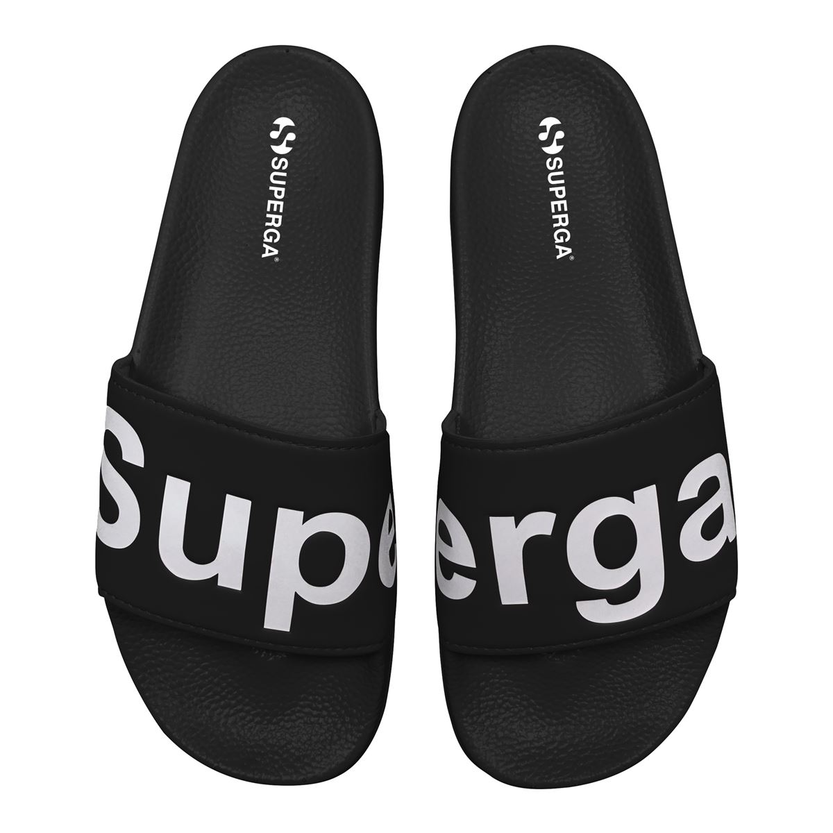 Badesandale SUPERGA "1908 SLIDES POLYSOFT", Gr. 38, schwarz-weiß (schwarz, weiß), Synthetik, Schuhe