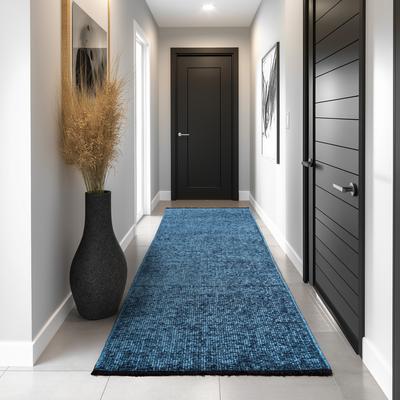 Teppich AYYILDIZ TEPPICHE "SPACE 1900", blau, B:80cm H:7mm L:150cm, Chenille, Teppiche, Läufer, Kurzflor, Boho, Vintage, Wohnzimmer Image