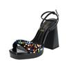 High-Heel-Sandalette BUFFALO "Buffalo Sandalen Textil", Damen, Gr. 39, schwarz multi, Textil, casual, Schuhe