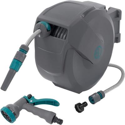 Ecd Germany - Schlauchaufroller 15m+1,5m, Schlauchtrommel, Wand-Schlauchbox RollUp mit Arretierstop Image