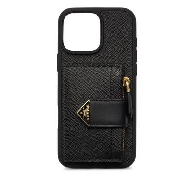 Saffiano Leather Iphone 16 Pro Max Case - Black - Prada Cases