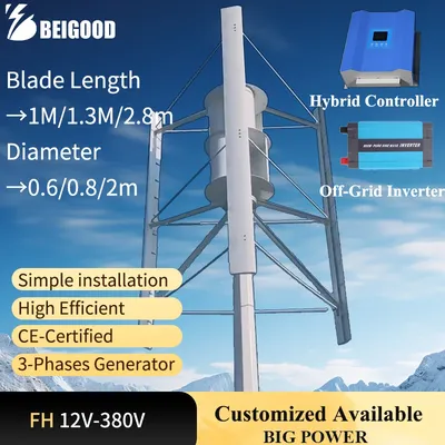 Big Power Wind Turbine 10KW 8KW 6KW 220V 380V Freie Energie Power Generator Hybrid Ladegerät Controller wechselrichter Outdoor-Einsatz
