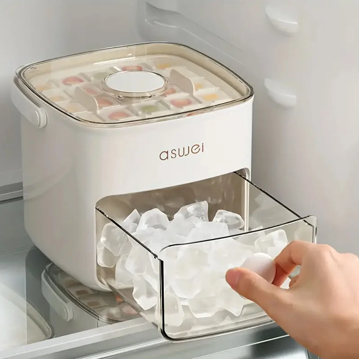 Große Eiswürfelmaschine mit 48 Gittern und leicht zu rutschfestem Doppelschicht-Design – Aufbewahrungstablett aus lebensmittelechtem Kunststoff Image