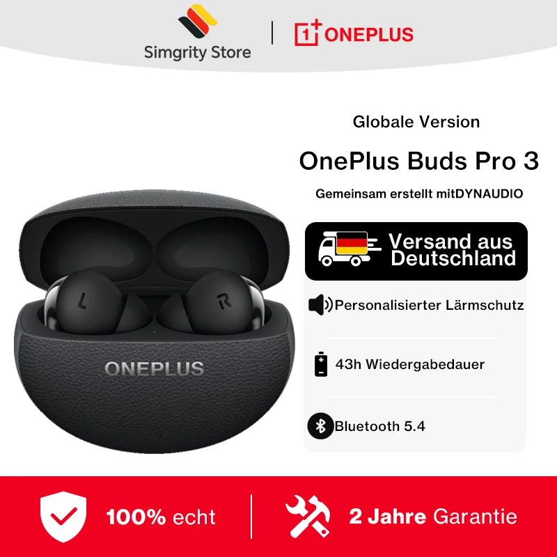 Globale Version OnePlus Buds Pro 3 Kopfhörer bis zu 50dB Geräuschunterdrückung Spatial Audio mit Head Tracking Hi-Resolution Audio Image