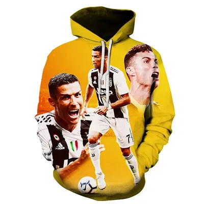 2024 Autumn new sales Cristiano Ronaldo football figures around 3D printed pattern hoodie fashion pullover sweatshirt for men