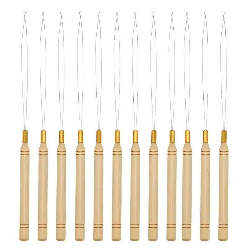 2–20 Stück Mikroringe, Schlaufeneinfädler, Zugnadel, verwendet mit Haarzange und Perlen für Federverlängerungswerkzeuge aus Echthaar Image