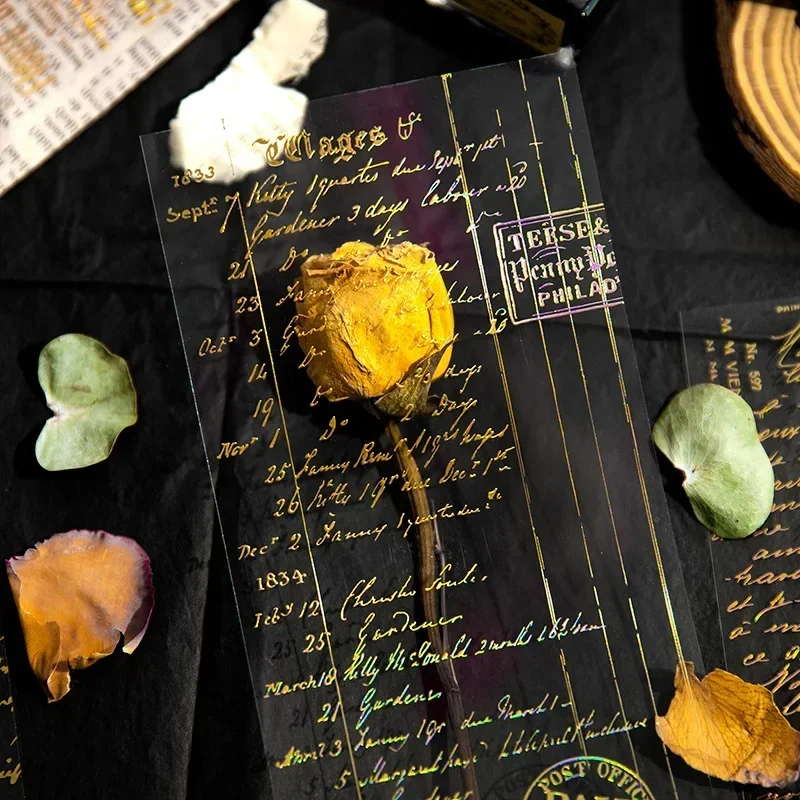 Goldfolienaufkleber der Gilded Years-Serie, 4, englische Retro-Collage-Designs für Tagebuch-DIY