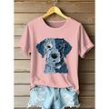 Per donna Maglietta Grafico Animale Cane Vintage Elegante Classico Manica Corta Girocollo Top Regolari Quotidiano Weekend Stampato Nero Bianco Rosa Blu Verde Estate Primavera
