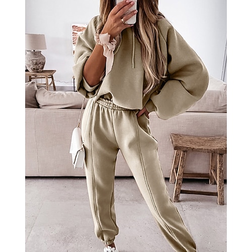 Per donna Tuta da Ginnastica Pantaloni da Tuta Pizzo Tasca Tinta unita Completo Abbigliamento Autunno Nero Bianco Spandex Palestra Athleisure Corsa Calore Termico Antivento Manica Lunga Sport