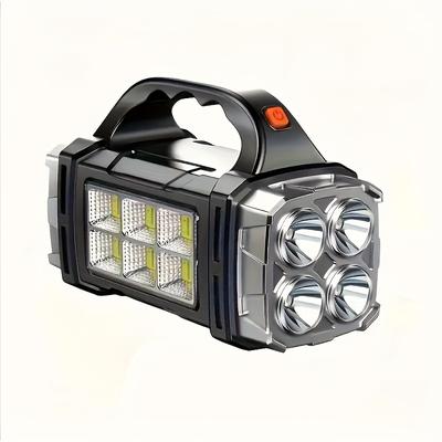 TEMU 4 Styles Of Dual Solar+usb Rechargeable Flashlights, Outdoor Exploration Led Large Searchlight - , . Image
