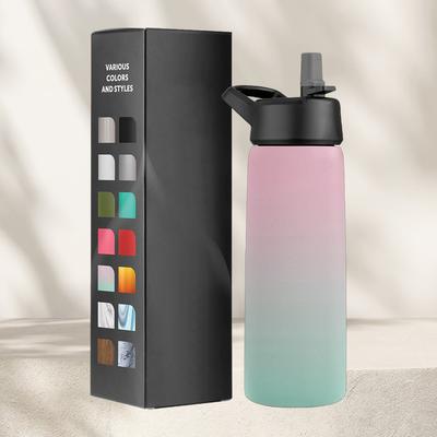 TEMU 750 Ml - Triple Insulated Stainless Steel Water Bottle With Straw Lid - Lid - Wide Mouth Cap, Insulated Water Bottles, Hot And Cold - Great For Hiking & Biking - -green Image