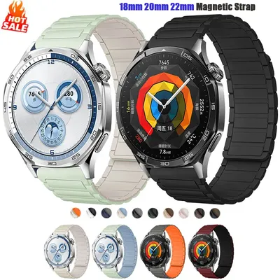 18 mm 20 mm 22 mm Magnetschlaufenband für Samsung Galaxy Watch 6 Classic Silikonarmband für Huawei Watch GT5 46 mm 7 6 5 4 44/40 mm Image