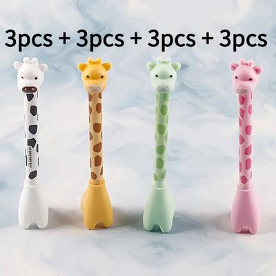 TEMU 12pcs, Cute Giraffe Gel Pens, Nice And Realistic Shape, Smooth Refill, Exquisite Signature Pens, Back To School, School Supplies, Kawaii Stationery, , Stationery, Writing Pens Image