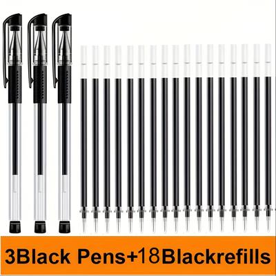 TEMU 21pcs Classic Gel Pens, Medium Point, Black/blue/red Ink, Durable Plastic Body, Ideal For School & Office Supplies Image